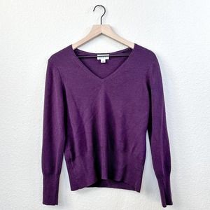 Loft Wool Cashmere V Neck Sweater in Purple Size Large